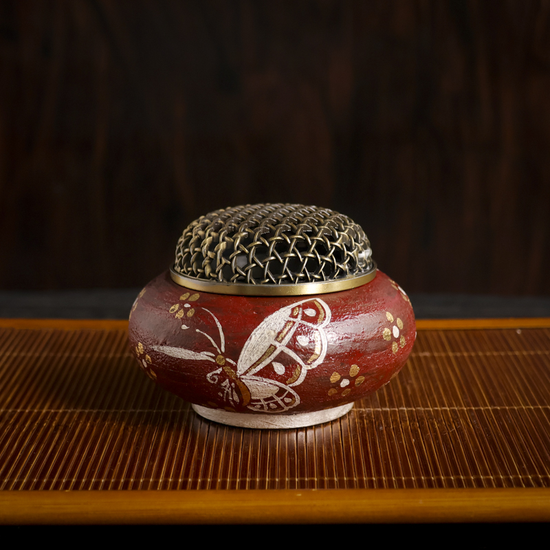 【小田甄陶】炼陶-蕉白轩-蝴蝶香炉（蕉白S0445）