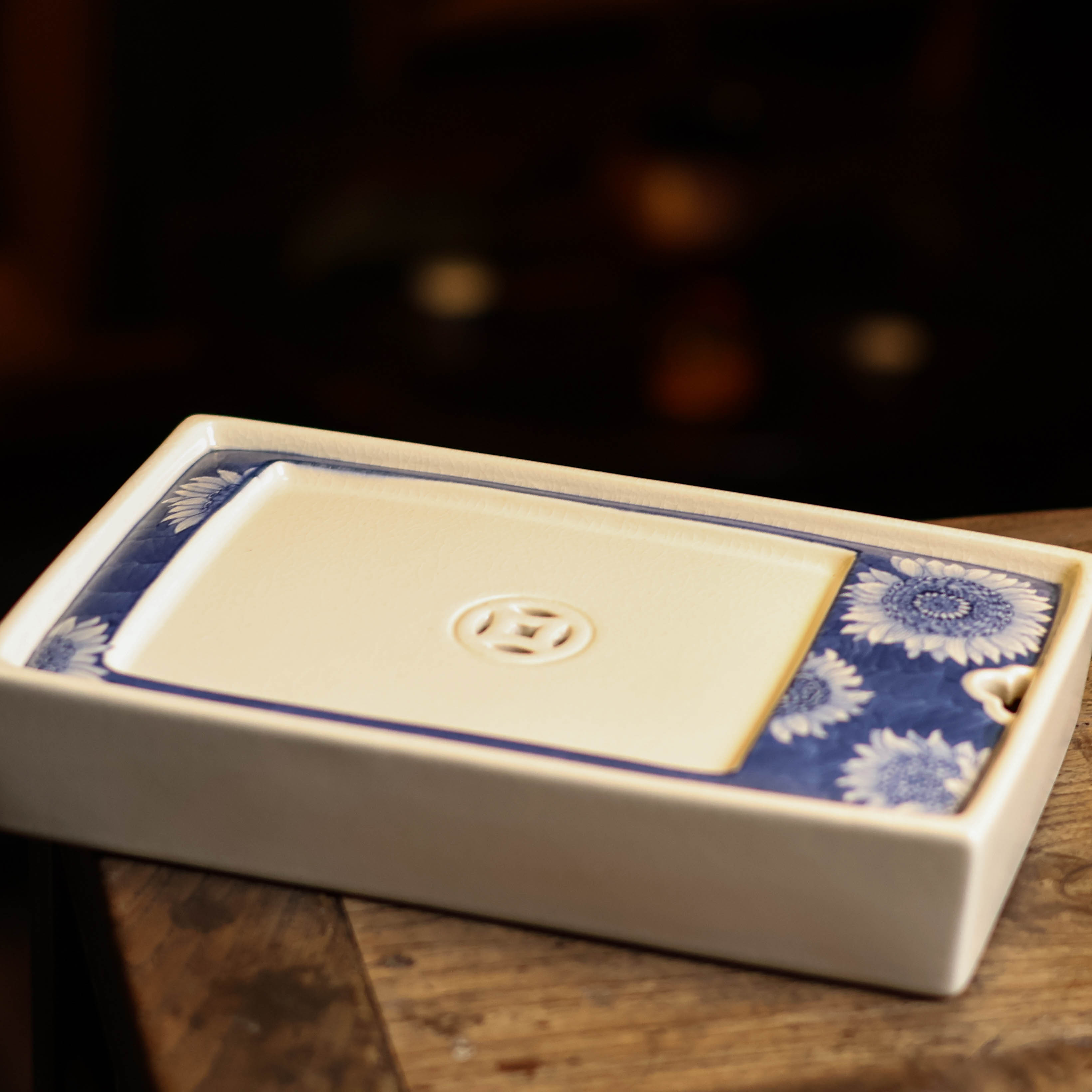 【小田甄陶】太阳花-梵山堂-宋砚四方壶承-长20宽12.5高3.8（W0576）