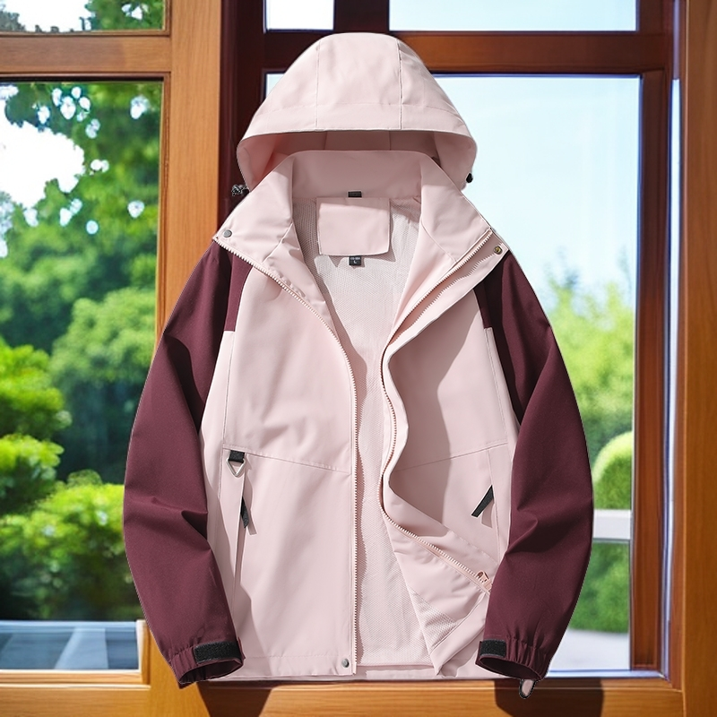 保暖冲锋衣春秋户外休闲运动薄款连帽服防水透气时尚春季秋季情侣