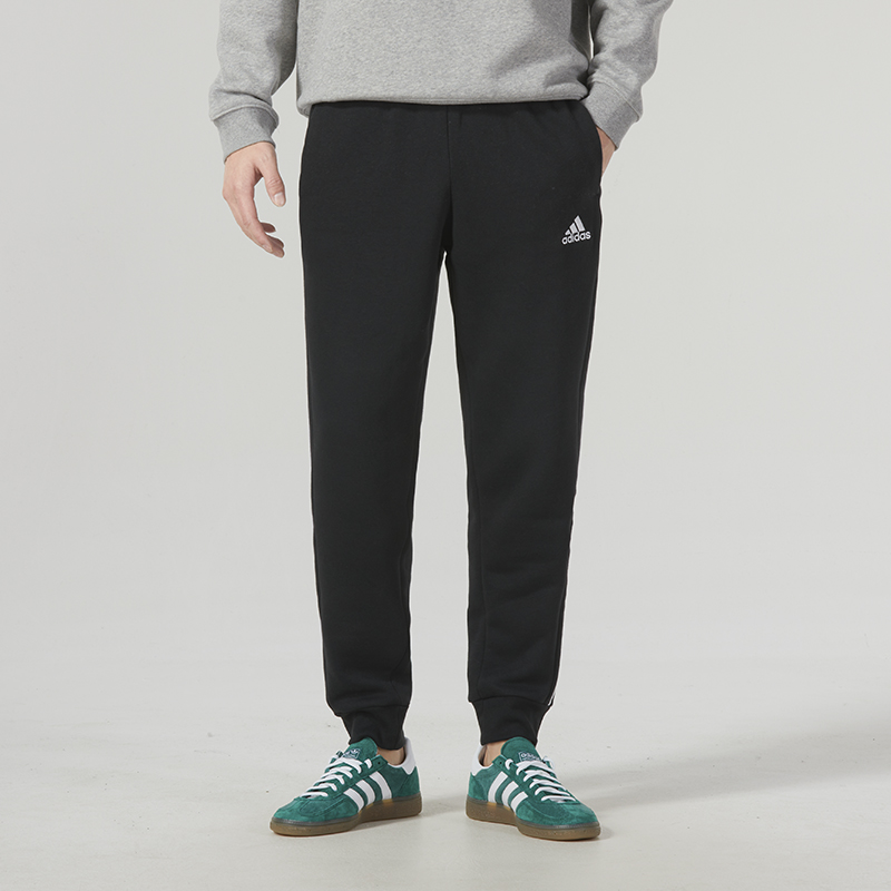 Adidas阿迪达斯黑色加绒长裤男裤秋冬新款保暖运动裤束脚裤IB4030