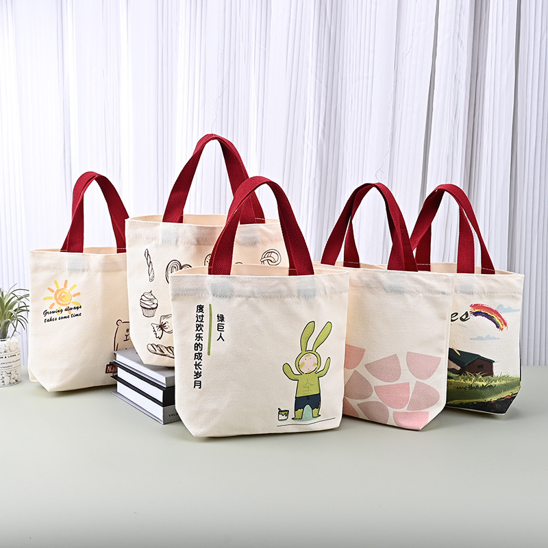 帆布袋小批量伴手礼帆布包女时尚休闲小众卡通单肩手提袋现货nbd