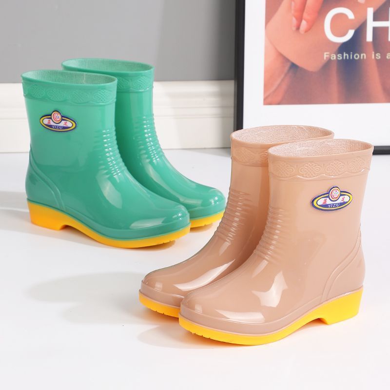 加厚雨鞋女水鞋女成人中筒加绒短筒时尚冬水靴女防滑雨靴女防水靴