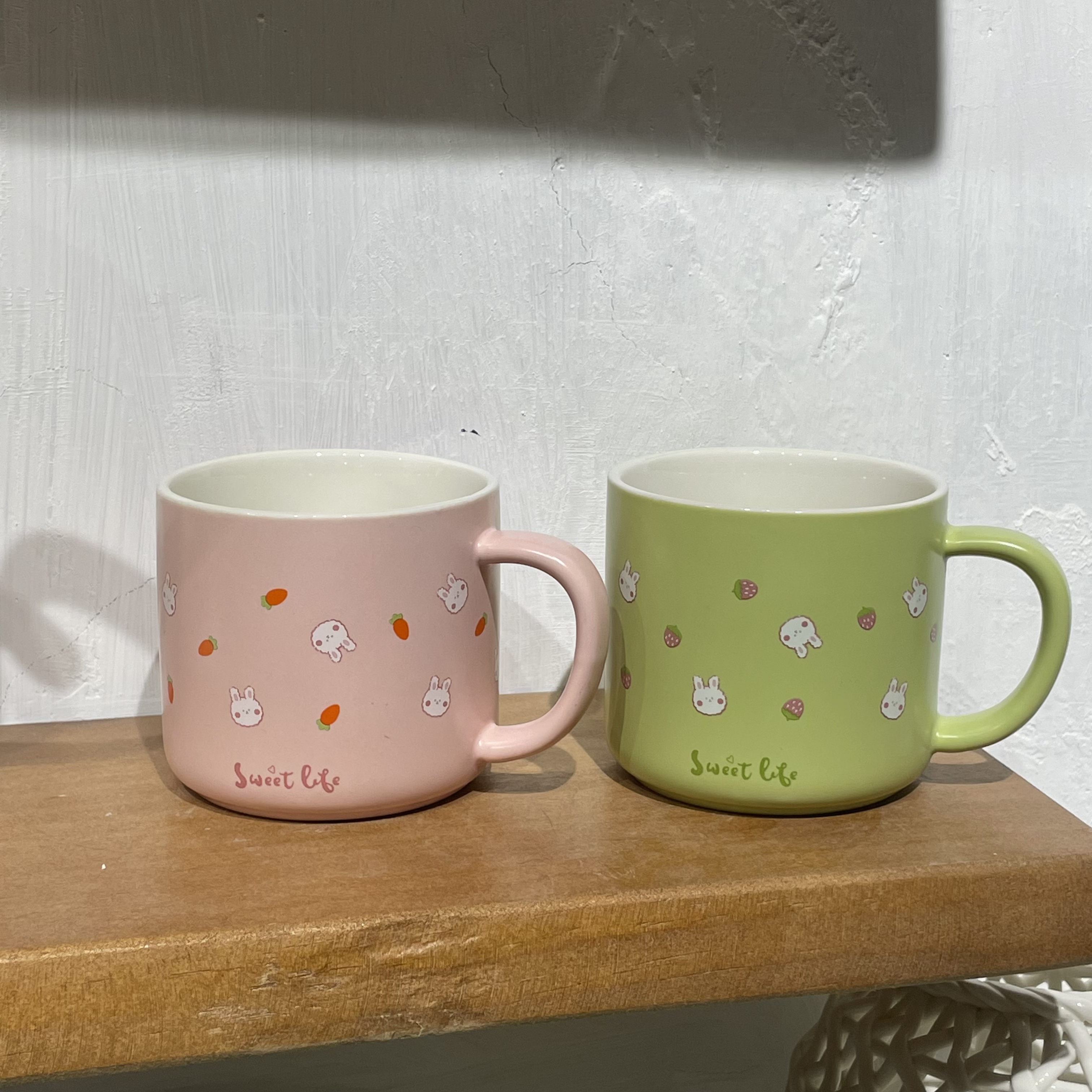 可爱儿童兔子学生卡通陶瓷水杯带盖咖啡杯牛奶早餐杯小清新马克杯