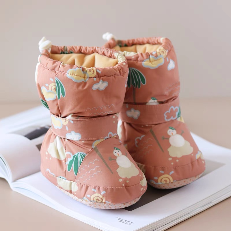 婴儿棉鞋加厚加绒保暖男女宝宝冬季6-12月不掉鞋防滑软底长筒高帮