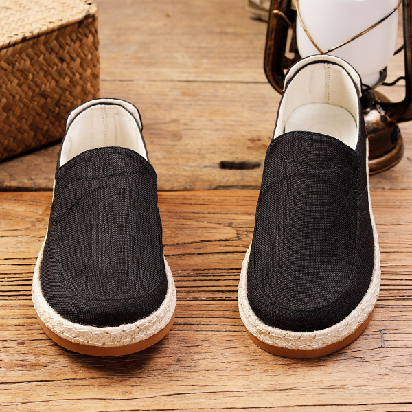 2025夏季老北京复古布鞋男士休闲鞋百搭一脚蹬懒人渔夫鞋透气复古