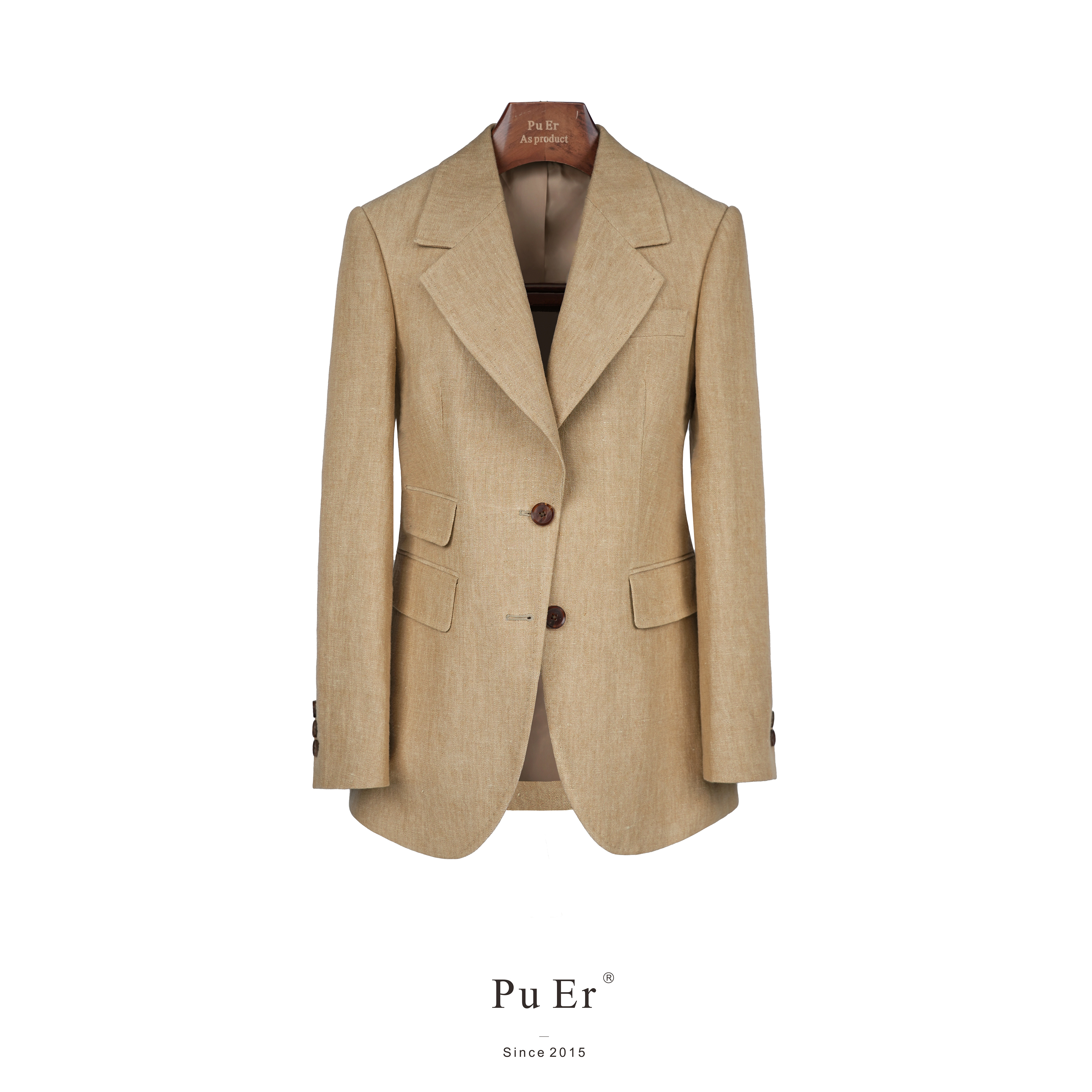 璞迩鹅黄色亚麻休闲单西