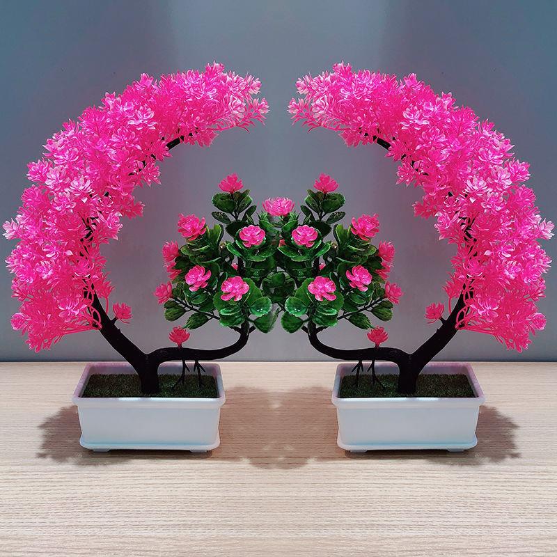绿植酒柜花小客厅仿真花塑料装饰新款办公桌假花盆景茶几摆件玄关