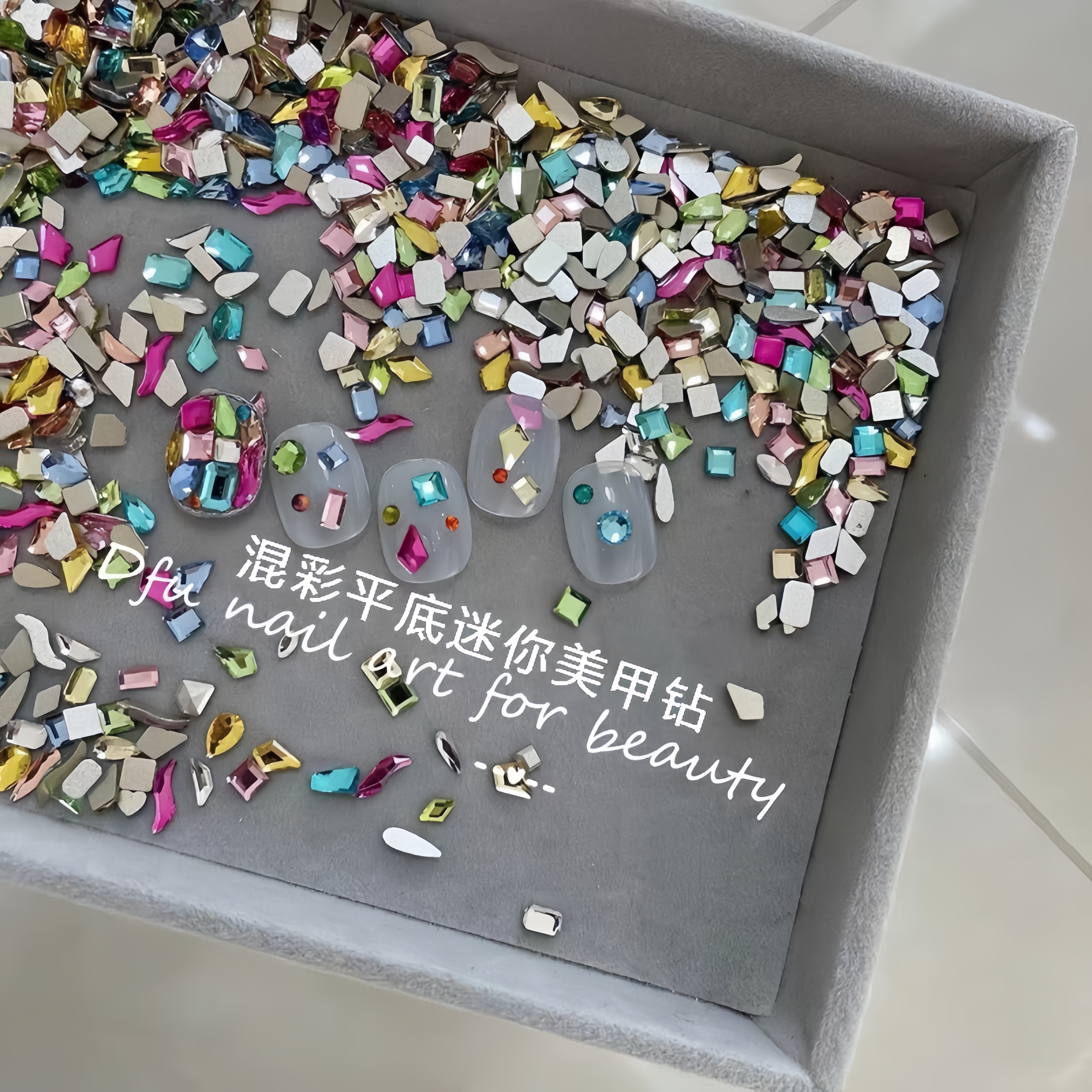 1【混彩：平底迷混锅】K9水晶玻璃美甲钻平底异型钻DYI饰品指甲钻