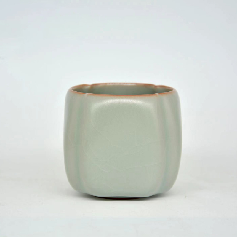 柏采汝窑名窑纯手工主人杯天青釉粉青四代釉卧足四方杯BR-282BX