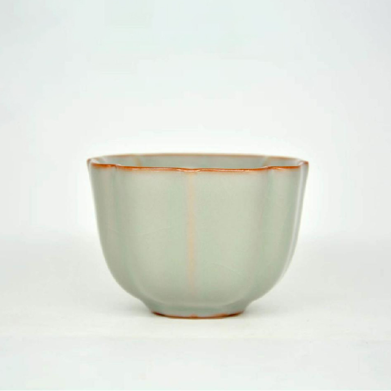 柏采汝窑名窑纯手工主人杯天青釉粉青四代釉高荷瓣杯BR-272BX