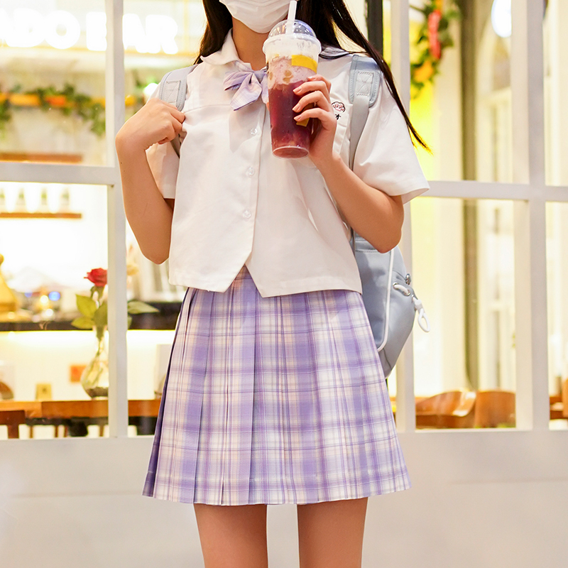 【寒月】婵娥原皮印象格温柔紫色JK格裙瞳福掌柜原创设计学院风裙子