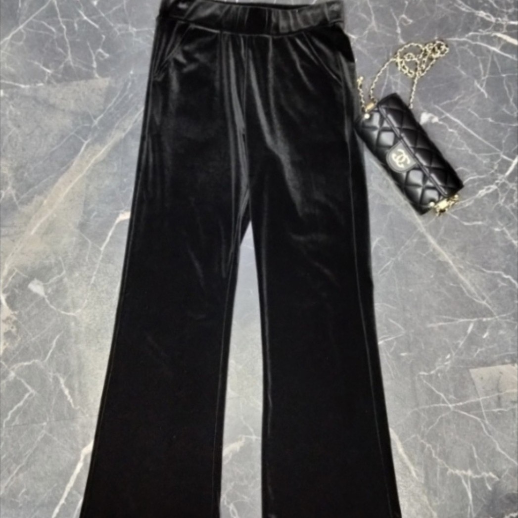 0922丝绒窄版阔腿长裤