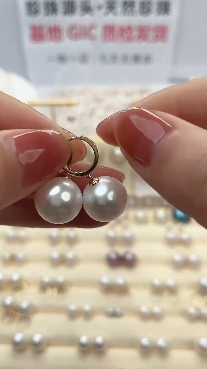 【闪购商品】淡水珍珠耳饰18K金镶嵌13-14