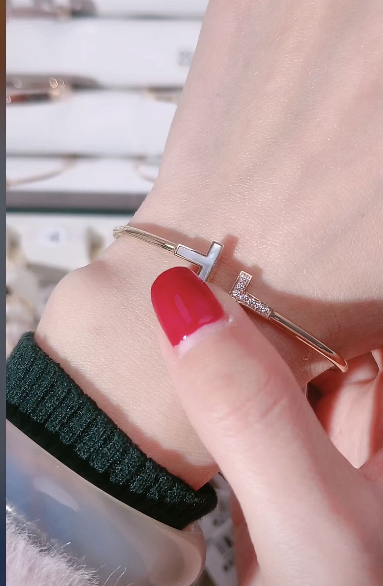 18k金手镯 双t5.32克