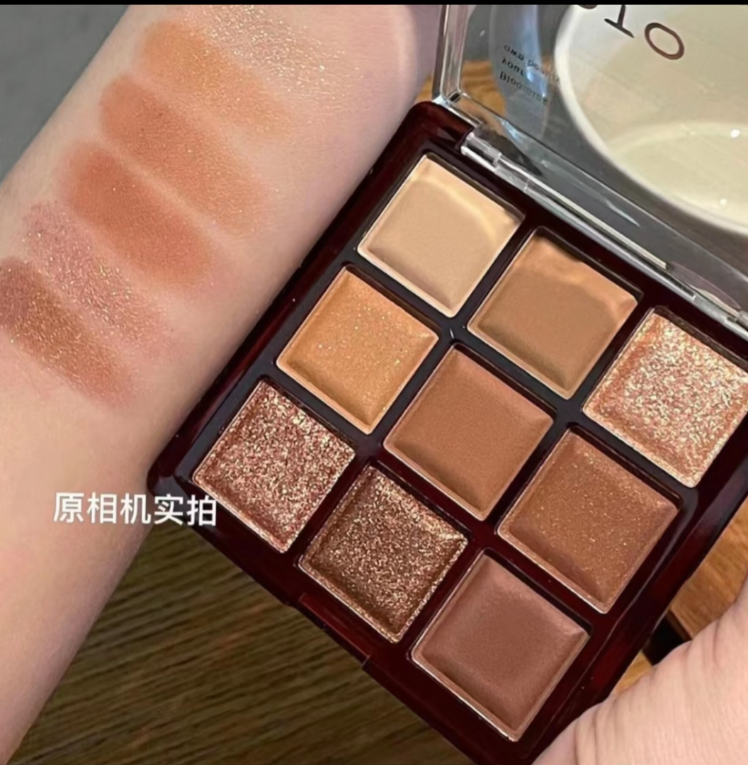 coolbarbee九色大地巧克力眼影盘日常百搭哑光橘棕细闪珠光亮晶晶