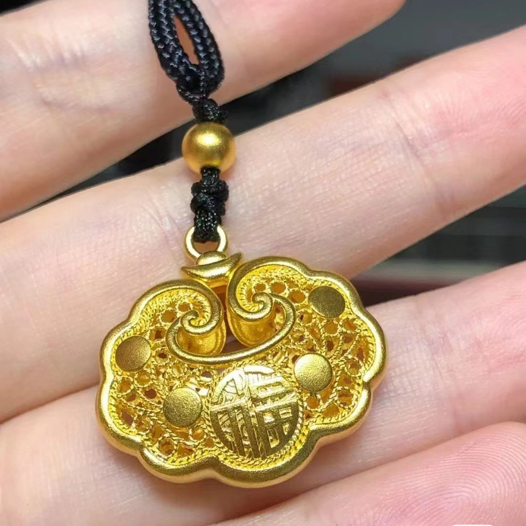 Chow Tai Seng/周大生足金平安锁不带铃铛