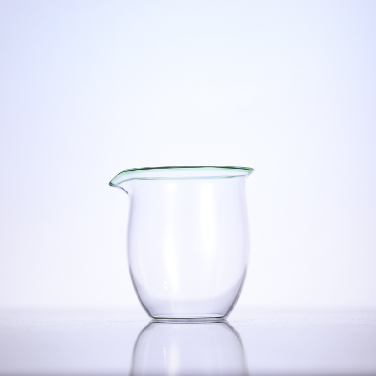 自慢堂-无耳-绿边小茶盅180cc-公道杯茶具耐热分茶