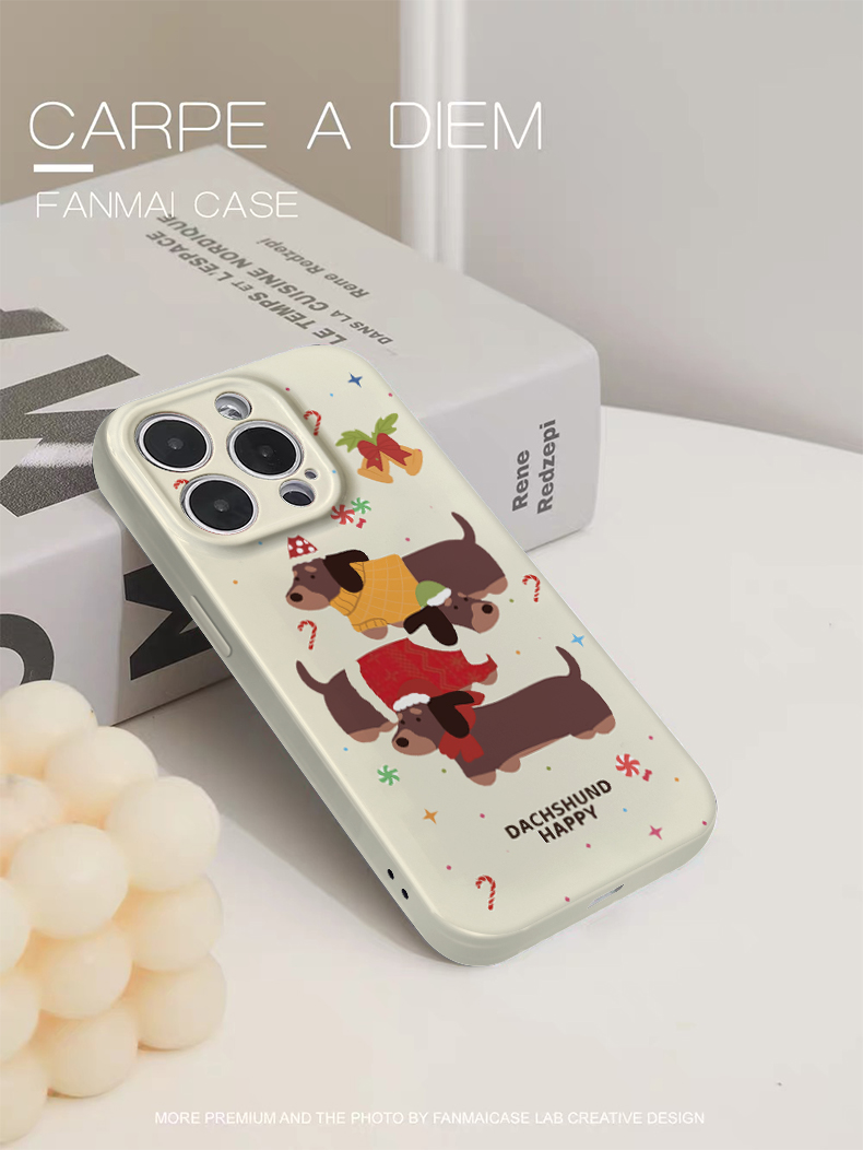 圣诞狗oppo华为vivo 苹果14/15promax手机壳菲林壳小众原创全包