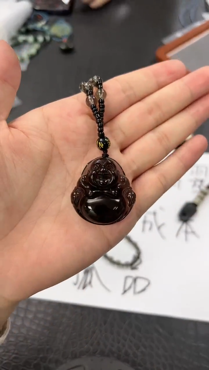 【闪购商品】黑曜岩颈饰未镶嵌佛冰曜石171