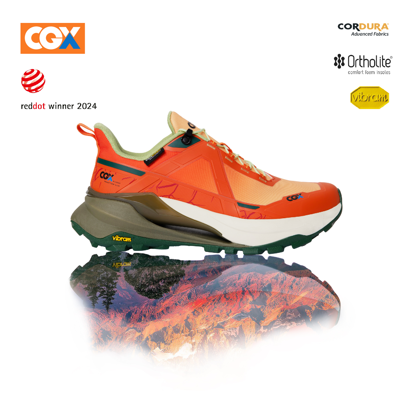 CGX橙色时尚防水防滑抓地力强户外旅行运动登山男徒步鞋 X1010