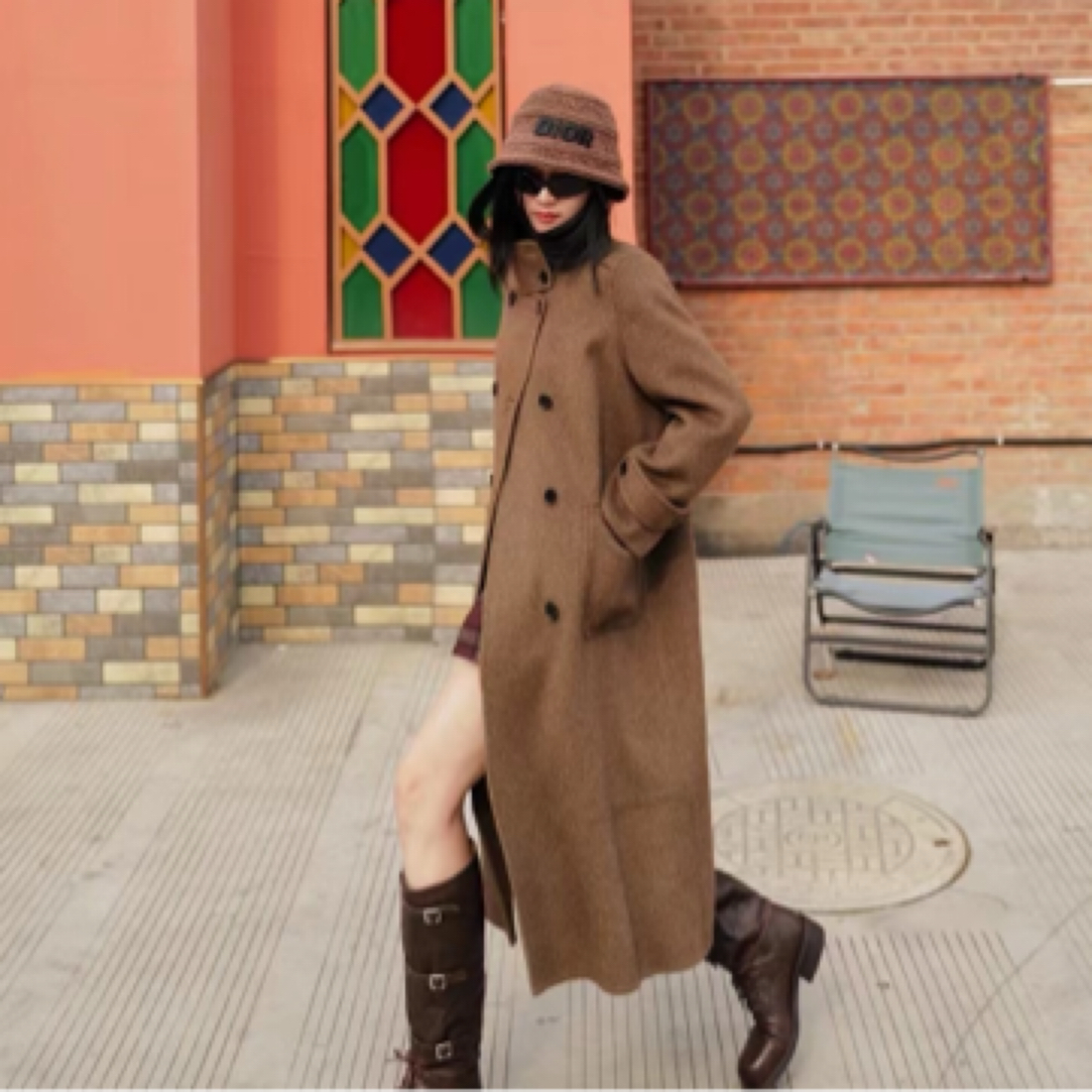 【俪妍】秋冬新款绵羊毛质感大衣48199