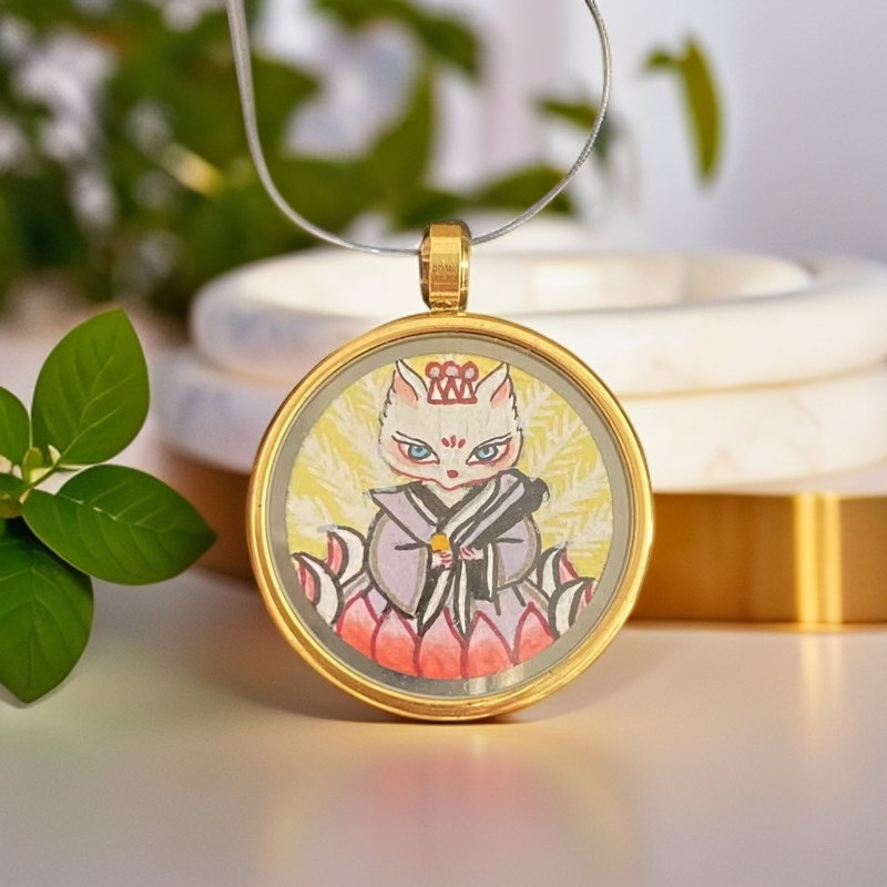 【文川手绘】手绘狐狸唐卡25钛钢壳