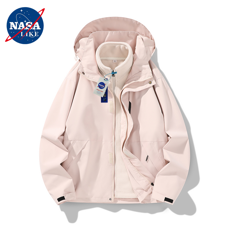 NASA联名三合一冲锋衣男女同款加绒加厚保暖运动户外防风防水外套