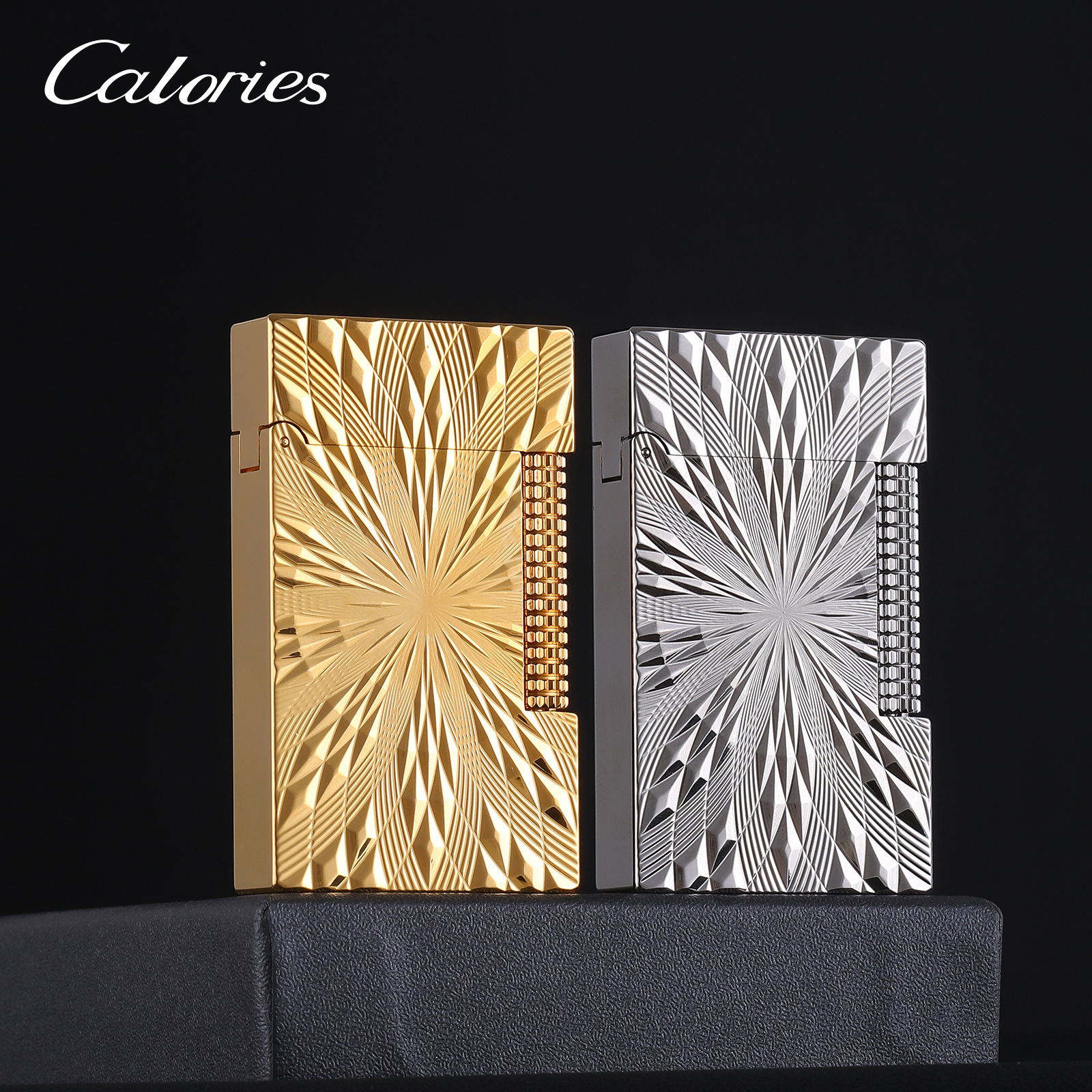 打火机卡路calories盛世繁花朗声机纯黄铜侧滑气机送男士礼物