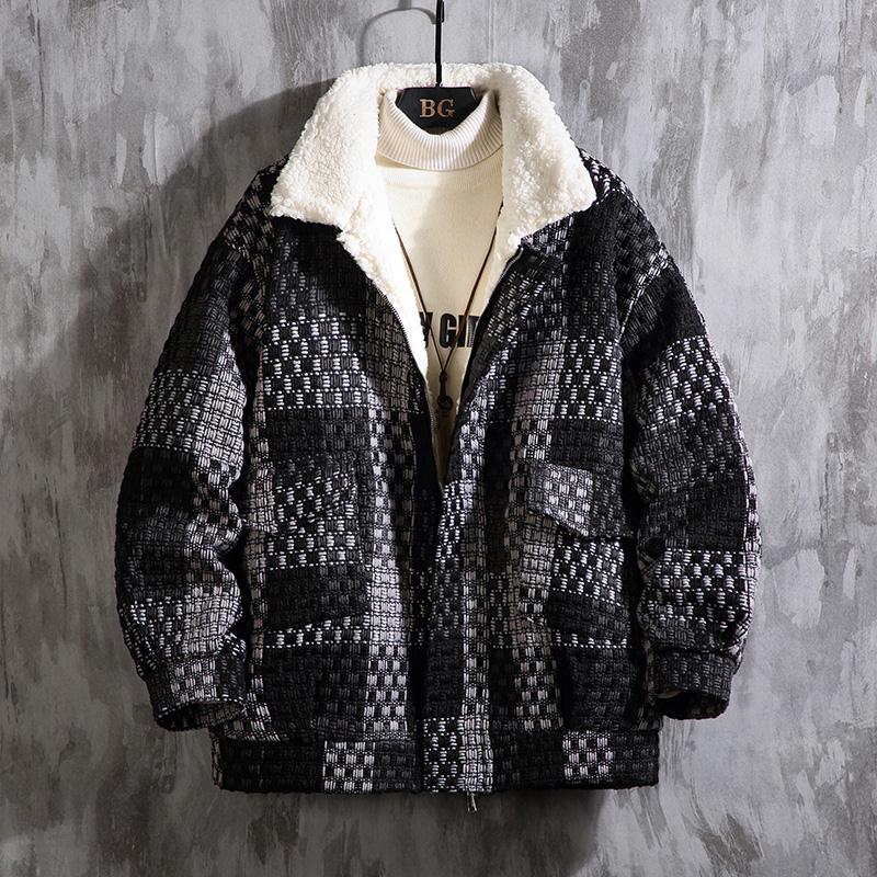羊羔毛外套棉衣男士冬季韩版潮流加厚保暖棉服宽松立领羊羔绒棉袄
