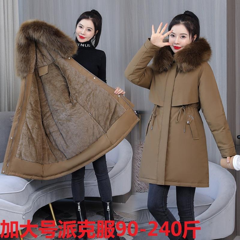 羽绒服新款特大码300斤加厚派克服宽松200加肥加大中长款羽绒服衣