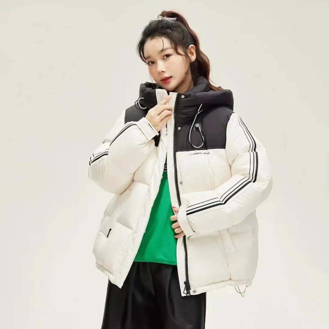 冬季羽绒羽绒服女短款2023新款拼色面包服加厚运动休闲百搭经典款