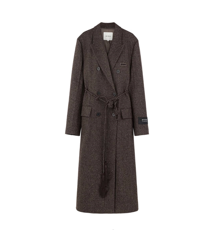 AVVENN 24早秋新款长款大衣外套气质时尚百搭洋气4609