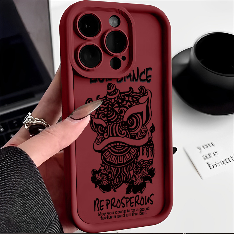 新年舞狮龙年苹果15promax手机壳iPhone14网红13PRO全包12防摔11