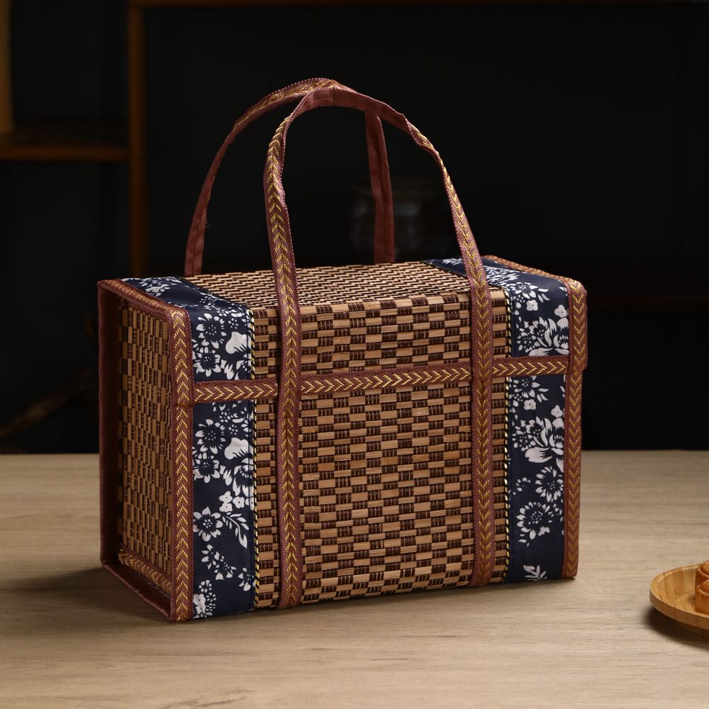 竹篮子手提篮粽子香肠腊肉月饼螃蟹鸡蛋水果特产折叠礼盒包装