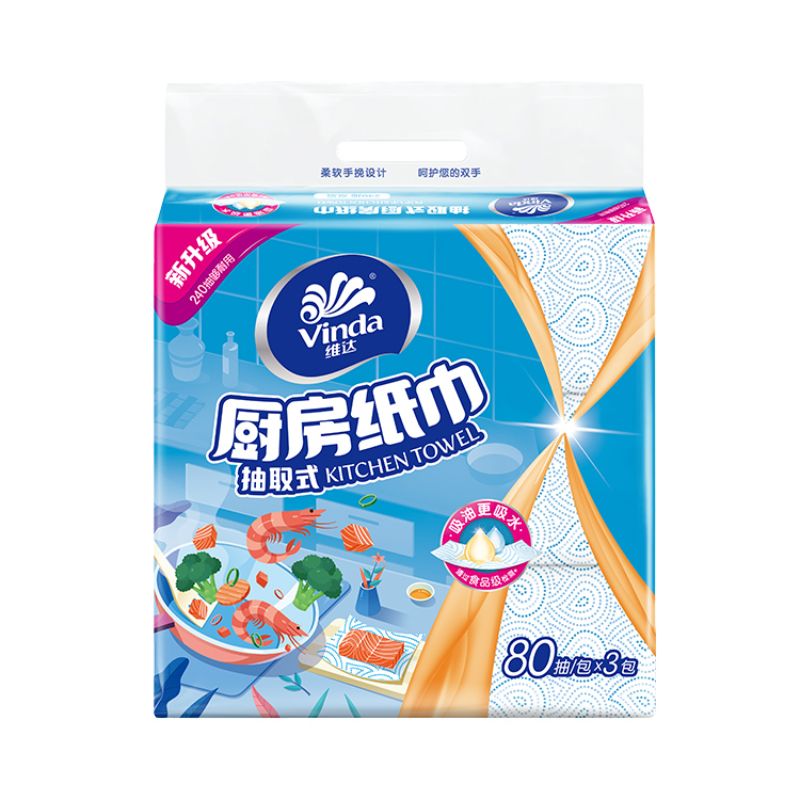 维达厨房用纸抽取式80抽*3包/袋