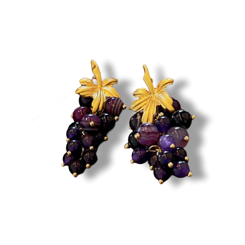 定制欧货-5012小众设计紫葡萄可爱耳钉