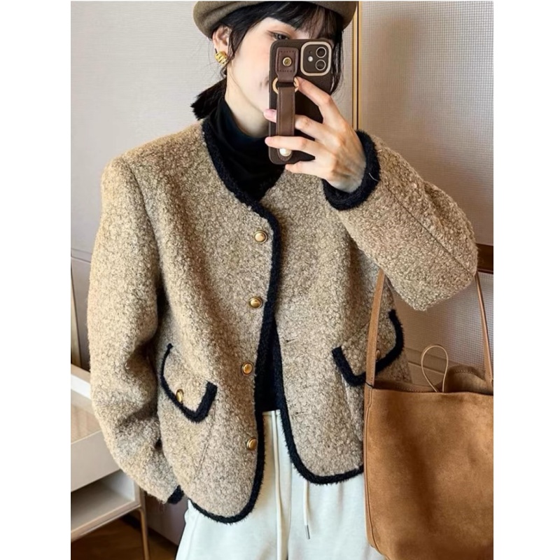 【现货+运费险】小香风羊毛外套女欧洲站百搭气质显瘦加厚短款外套