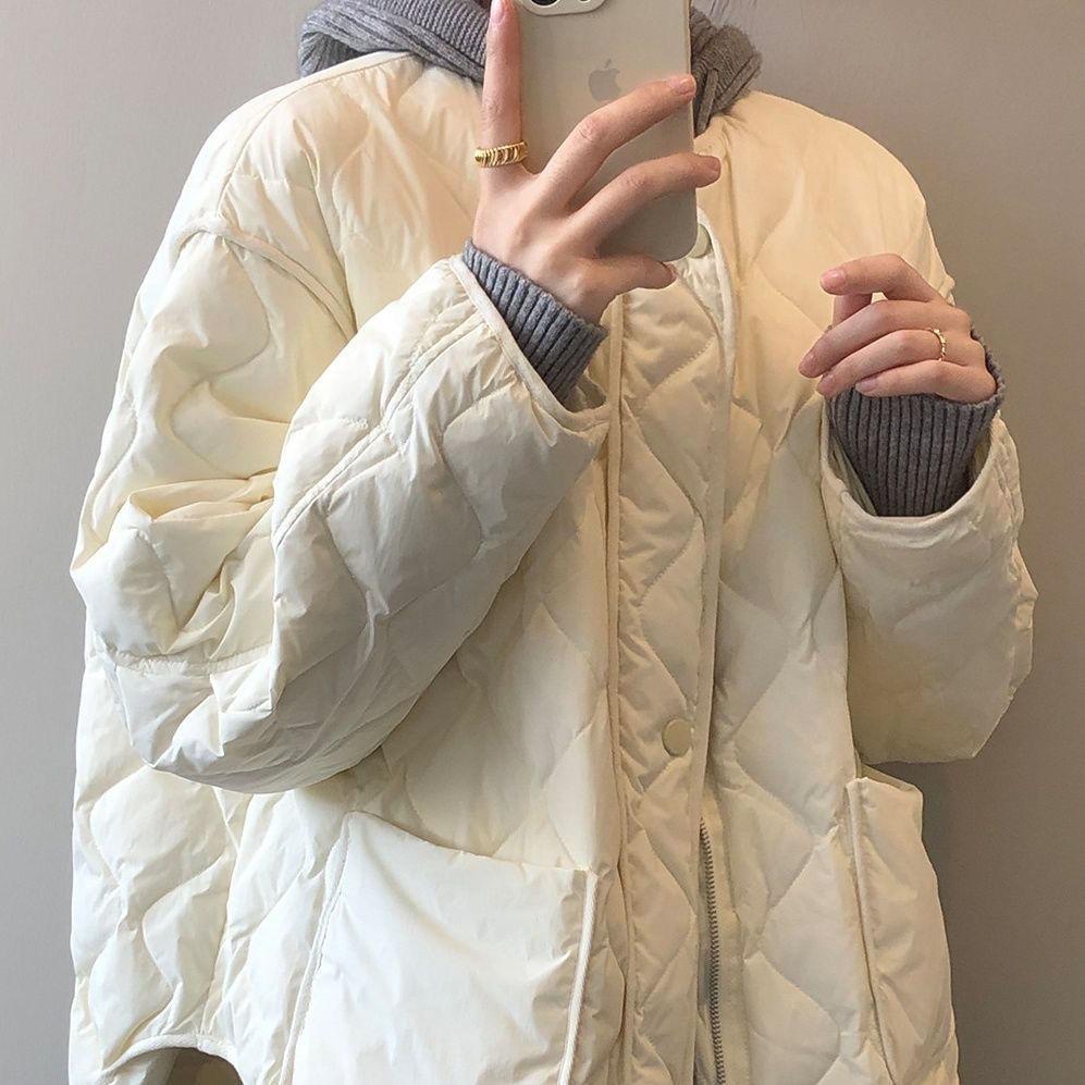 羽绒服服菱格感女冬季短款轻薄设计加厚外套小个子无领服休闲