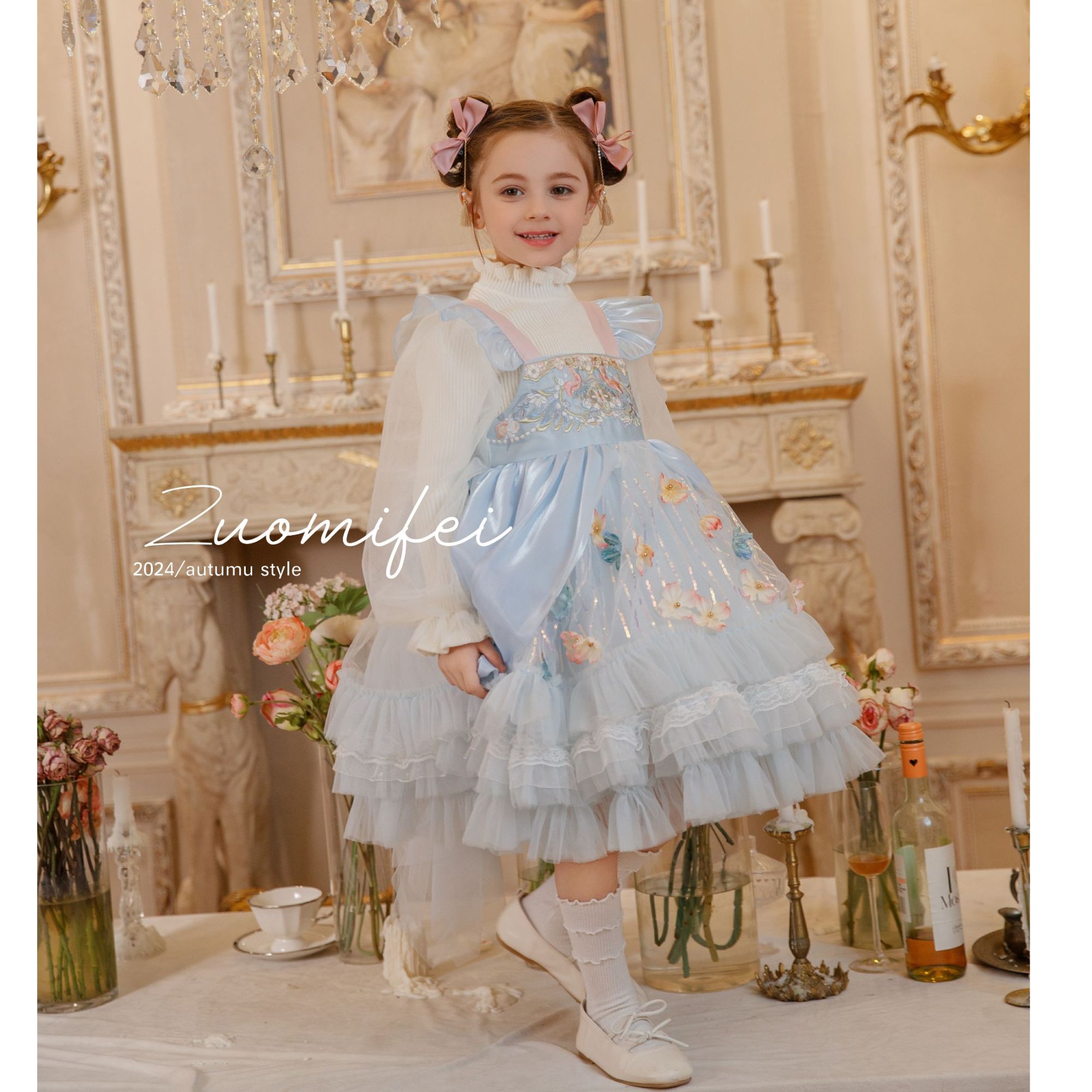 公主裙女连衣裙春夏裙子儿童日系千金风夏季刺绣日常