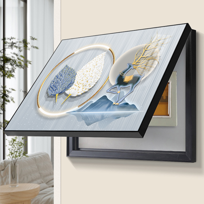 电表箱装饰画麋鹿风景山川抽象艺术弱电箱空开配电箱遮挡装饰挂画