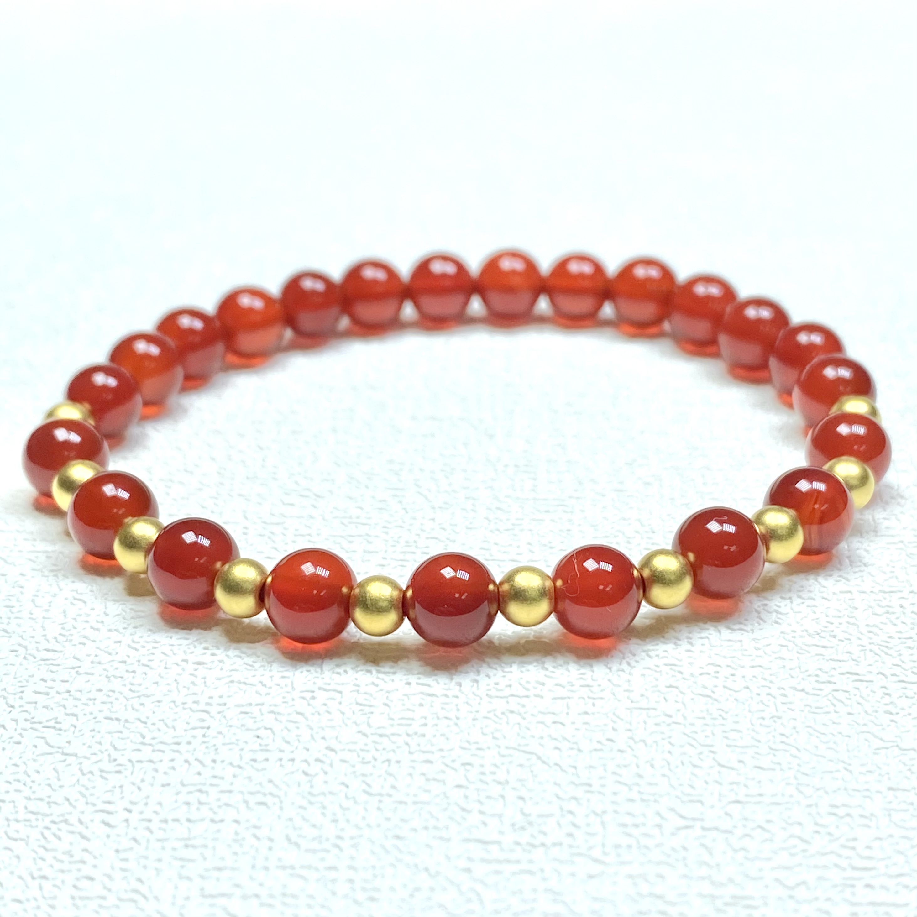 宝物精选  足金999卡4古法金珠10颗红 玛 瑙手串@@A004-10