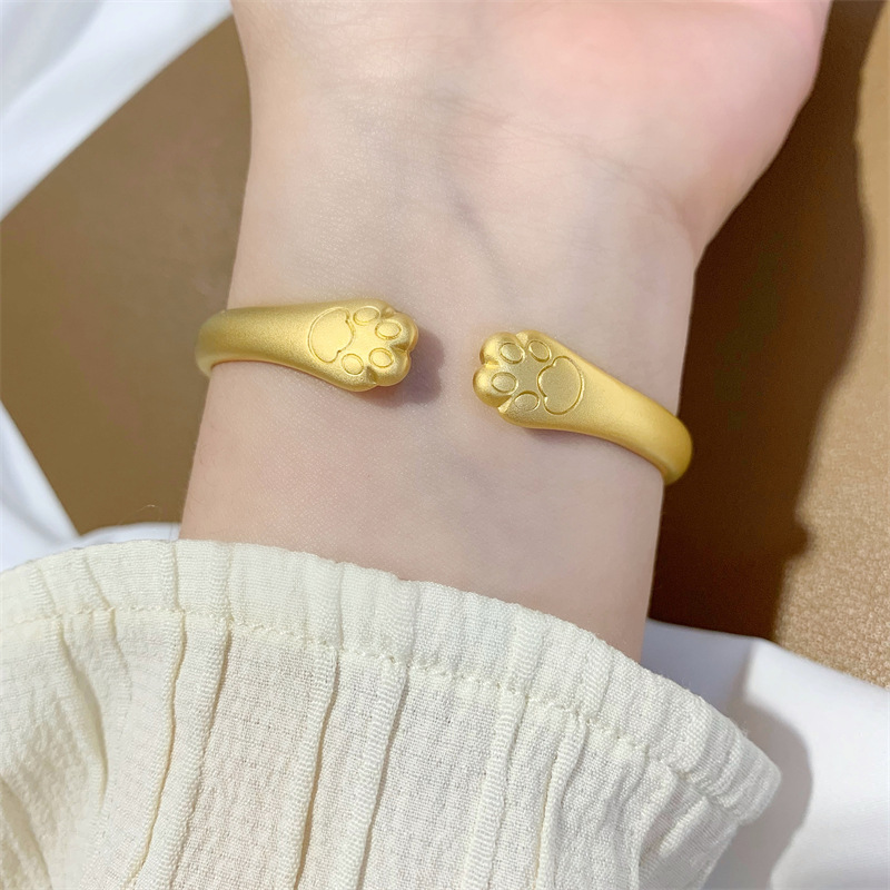 拾想精品猫爪镯古法开口手环可爱萌宠猫咪抓手饰女手工