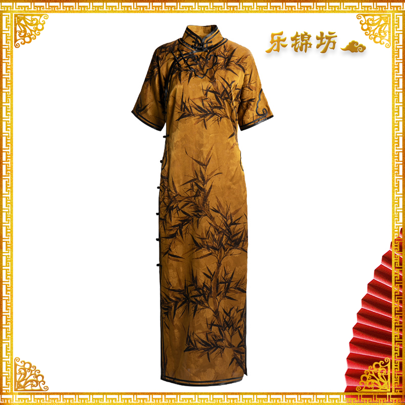 「节节高」·丽古龙手工古法高定夏季短袖高级感全开襟香云纱旗袍