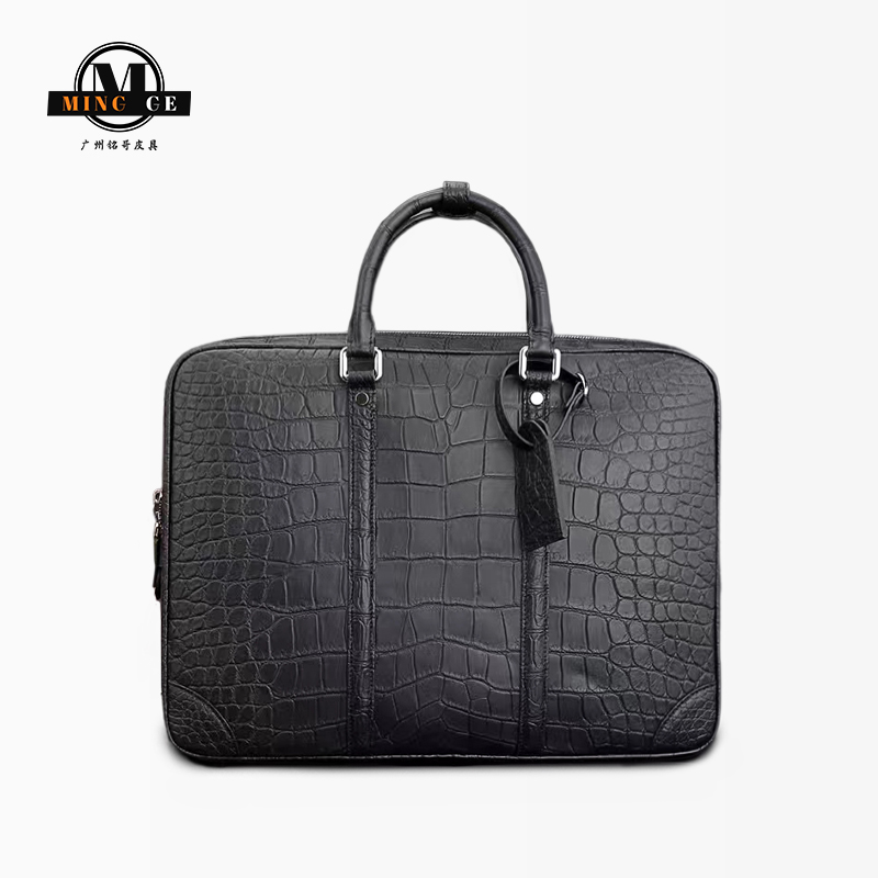 铭哥家雾面鳄鱼皮商务公文包时尚黑色真皮鳄鱼纹通用休闲百搭