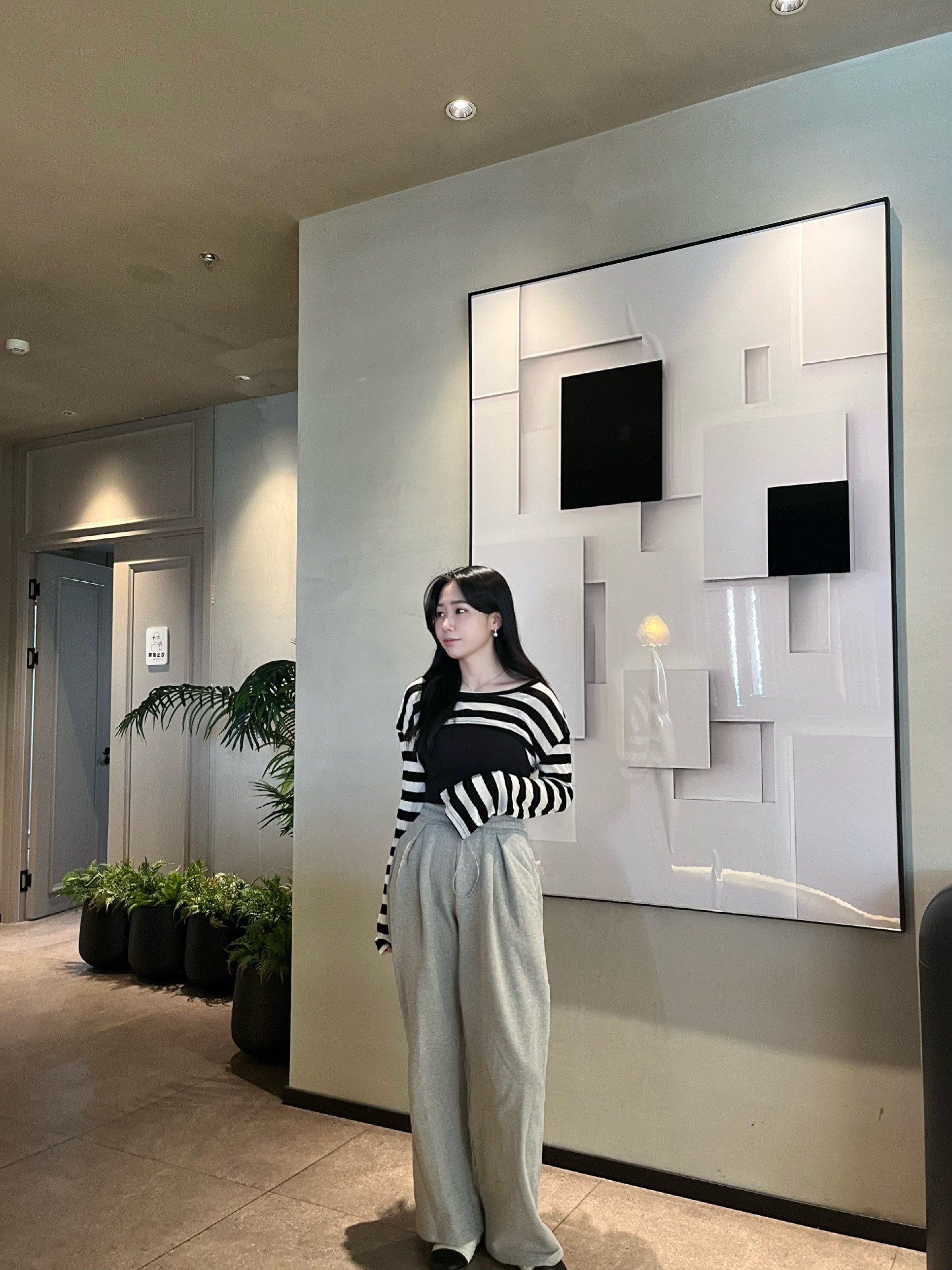 韩系懒人条纹套装