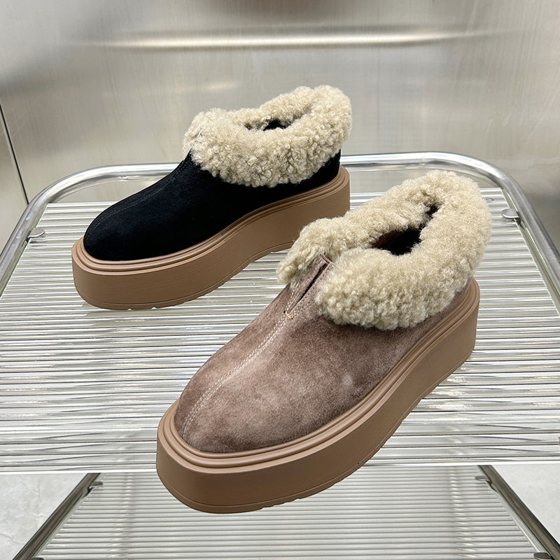 1917-20羊羔毛雪地靴女厚底松糕真皮J保暖休闲棉鞋