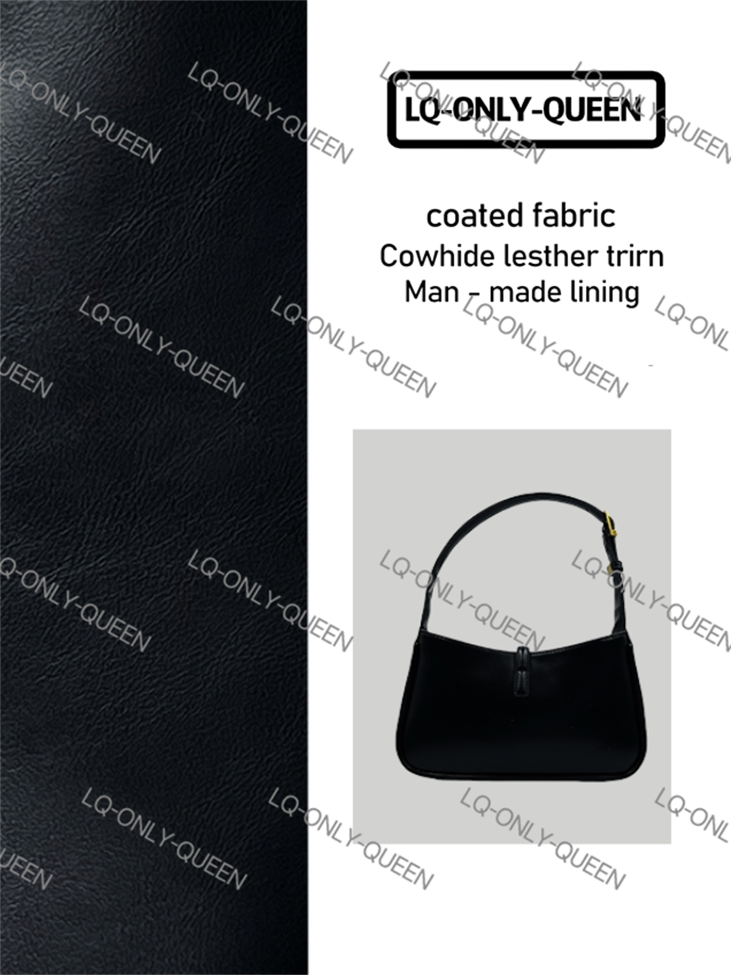LQ-ONLY-QUEEN手工真皮女包横腋下包黑色