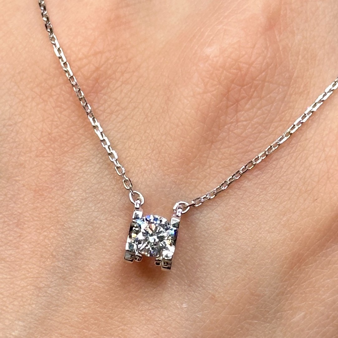 【合成/培育】0.3ct-0.5ct四爪牛头项链送老婆送女友