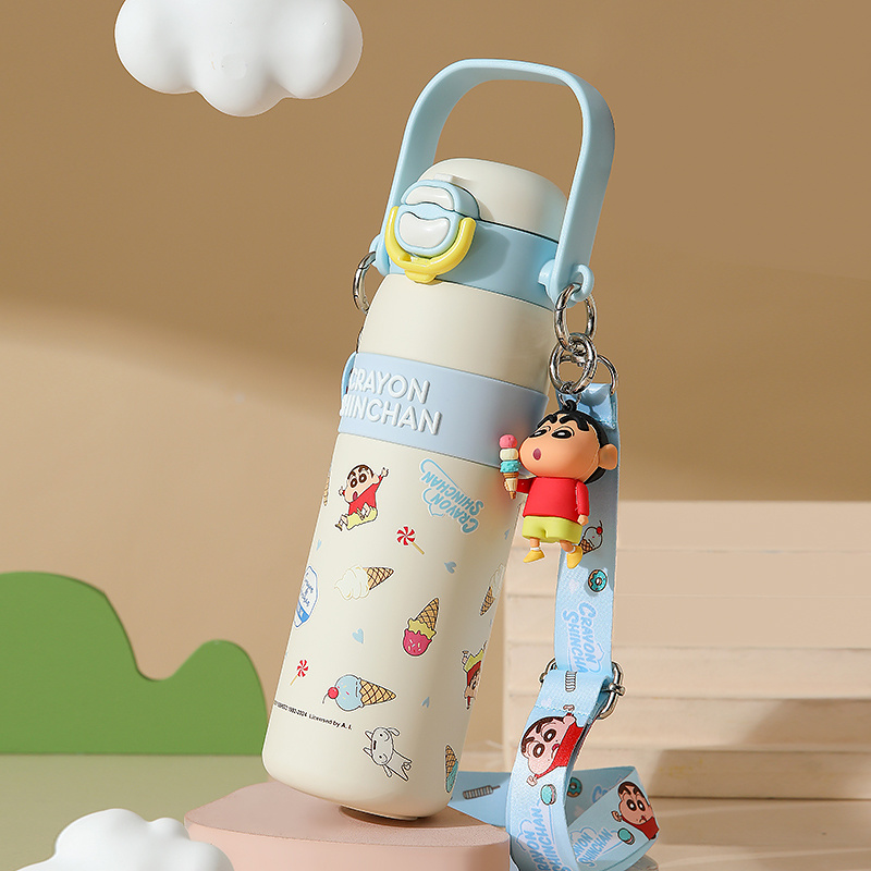 【畹町】蜡笔小新手提316不锈钢保温壶保温杯咖啡保温-蓝色700ml/个 冷热酸碱皆可