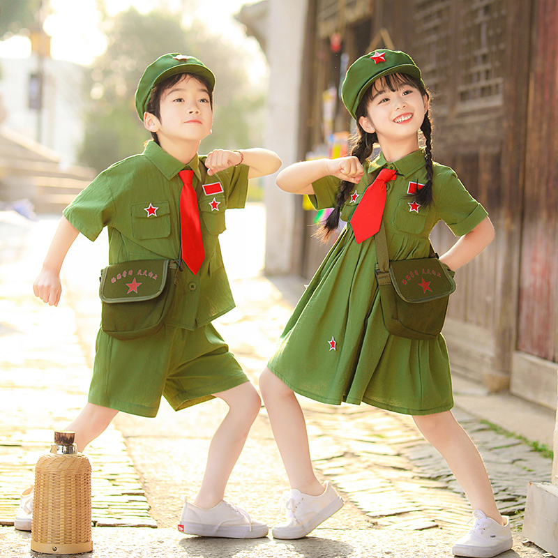 儿童演出服六一军训表演幼儿园园服夏季小学生班服校服衬衫裙套装